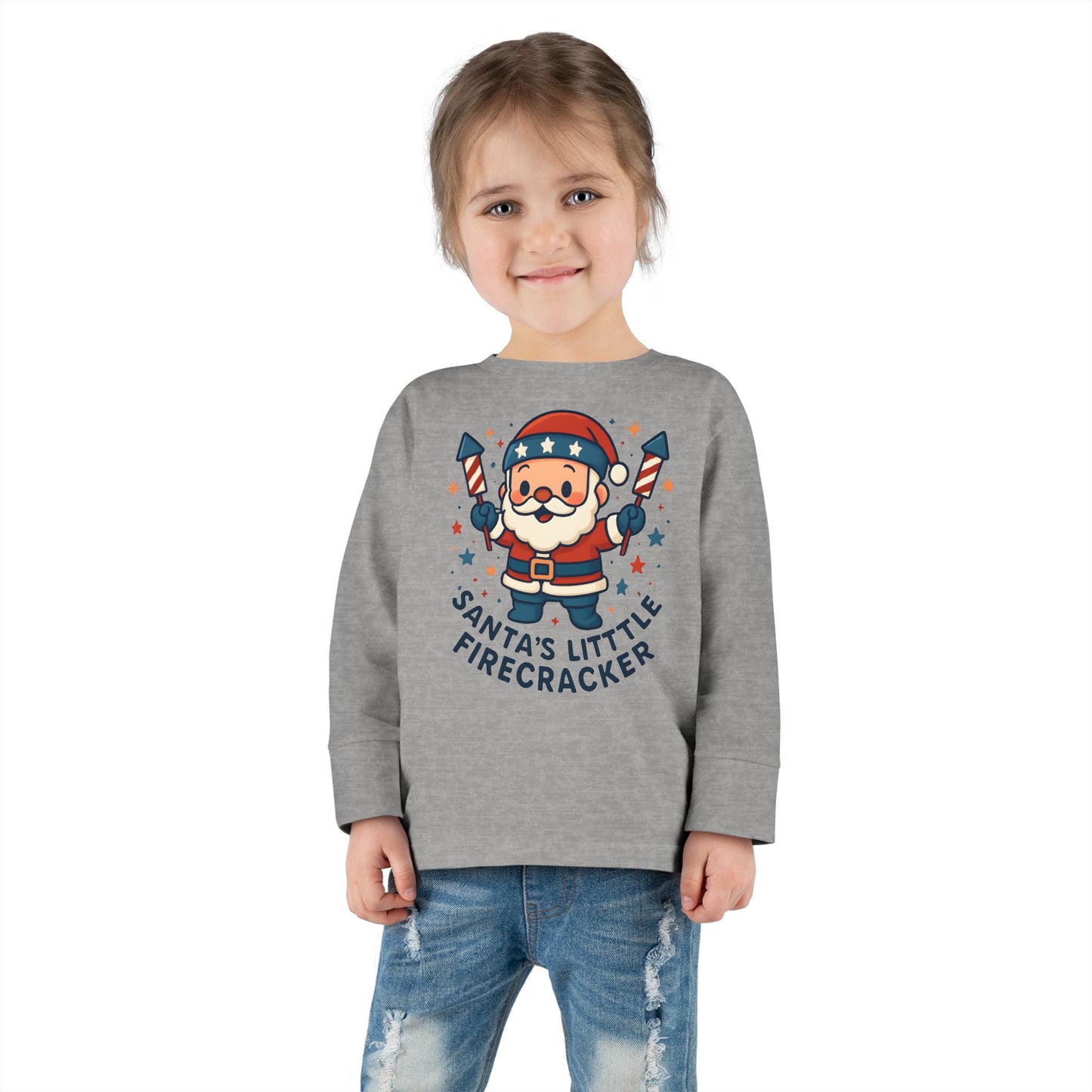 Santa’s Little Firecracker Toddler Long Sleeve Tee