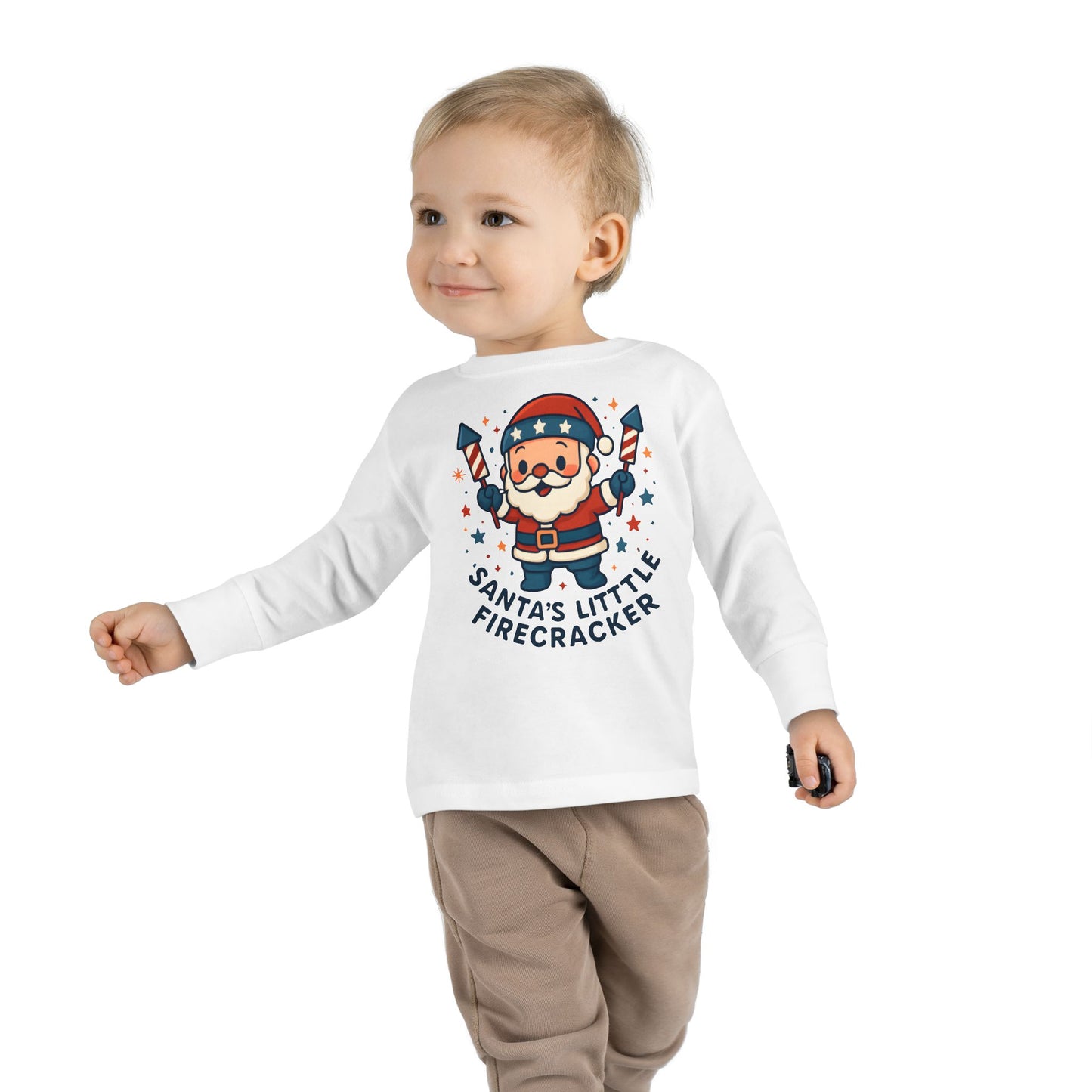 Santa’s Little Firecracker Toddler Long Sleeve Tee