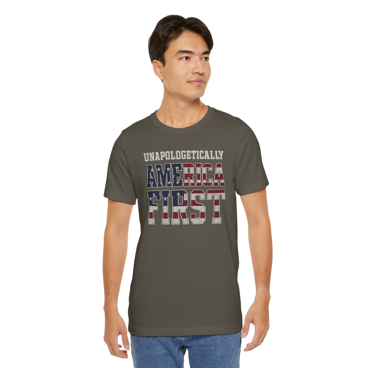 America First Unisex Tee | Patriotic Short Sleeve Shirt