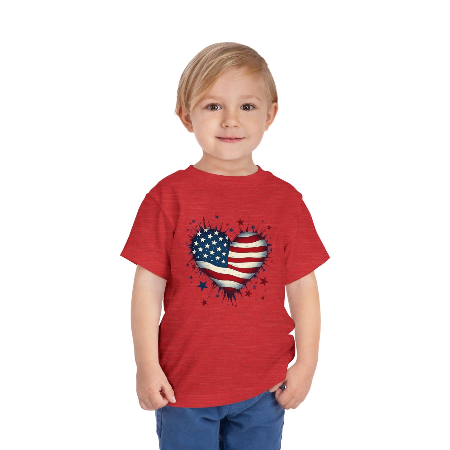 USA Heart Design, Kids' Independence Day Shirt, Summer Fun Top, Party Outfit, 4th of July Apparel