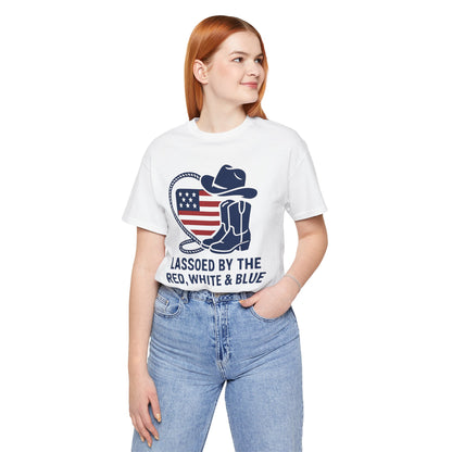 Patriotic Cowboy Tee - Lassoed by the Red, White & Blue