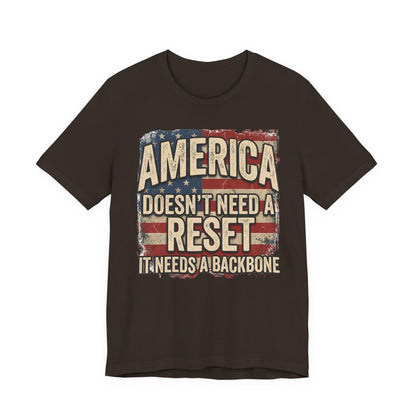 America Doesn't Need a Reset Tee – Patriotic Vintage Flag Graphic T-Shirt