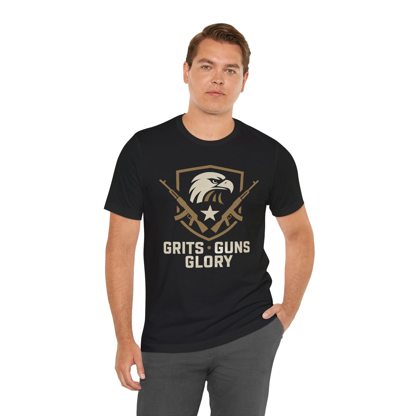 Grits Guns Glory Tee - Gift for Militant Enthusiasts, Patriot Apparel