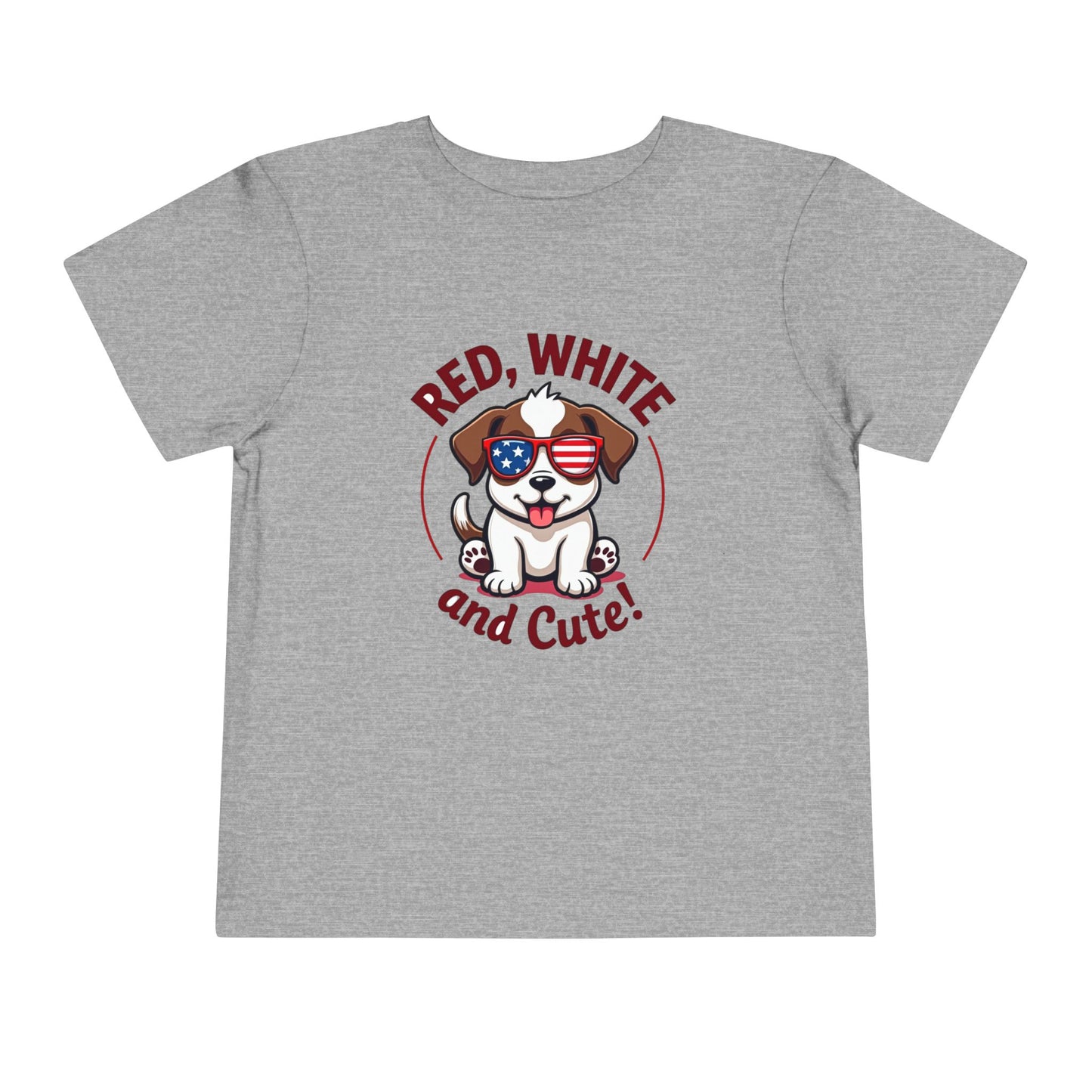 Red, White and Cute Dog Graphic Shirt Toddler Short Sleeve Tee