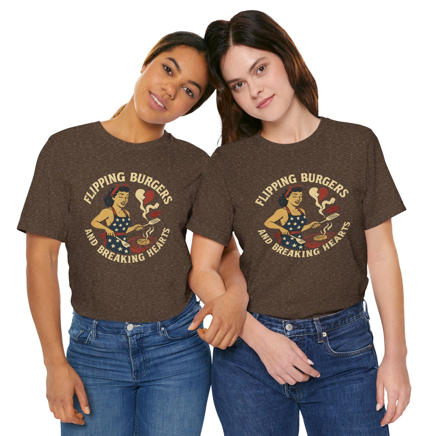 Funny Cooking Tee, Flipping Burgers and Breaking Hearts Unisex Shirt