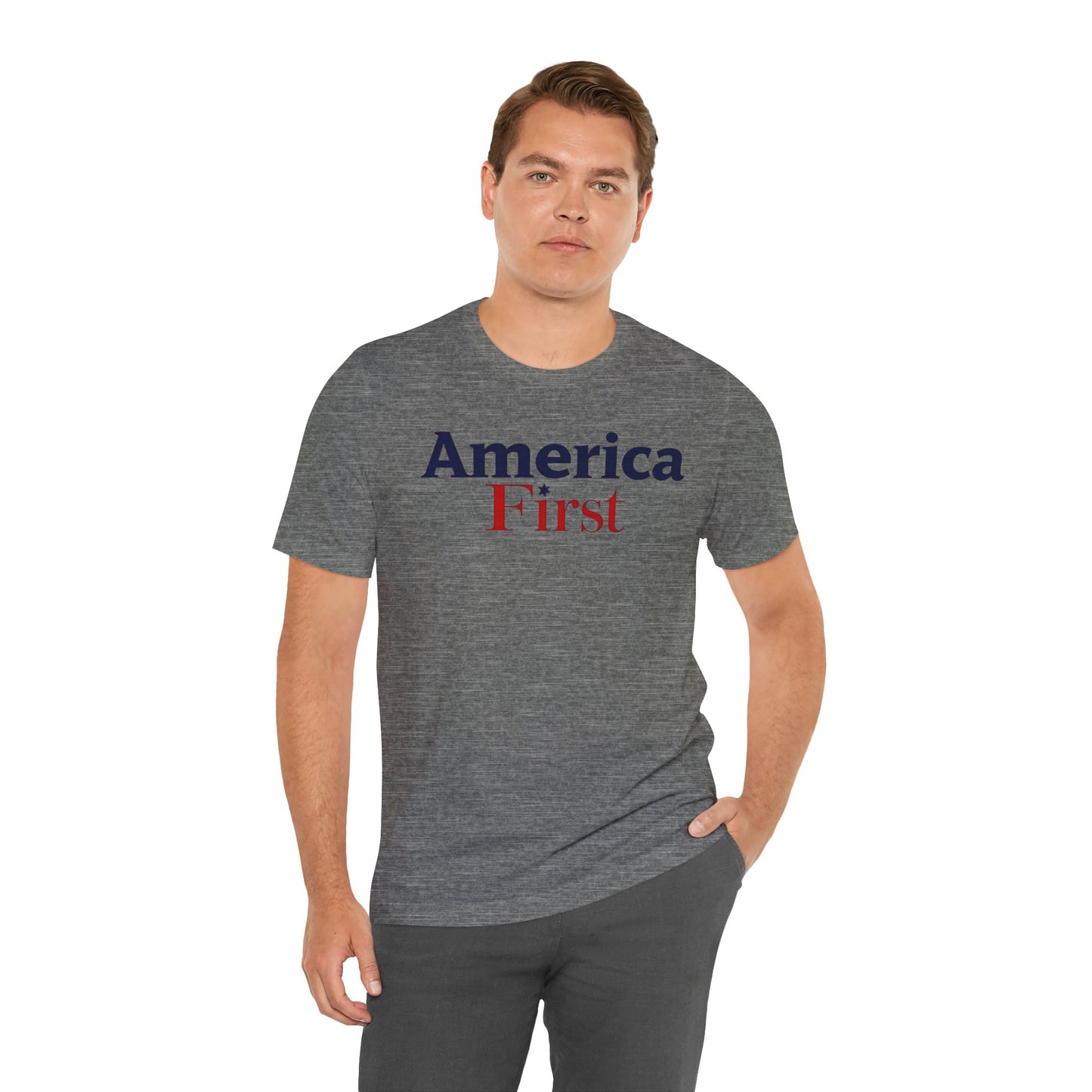 America First Unisex Jersey Tee - Casual Patriotic Shirt